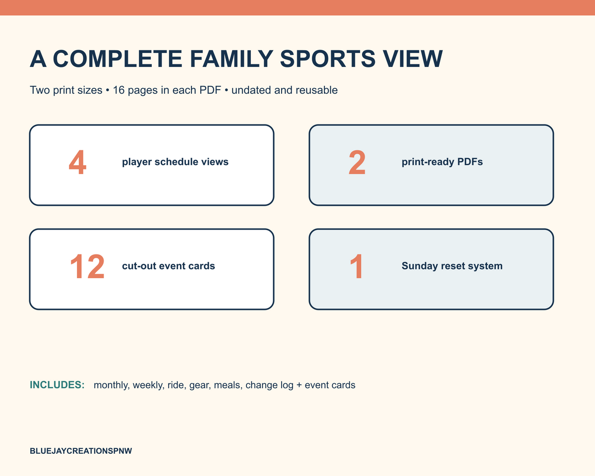 Multi-Child Sports Schedule Wall System