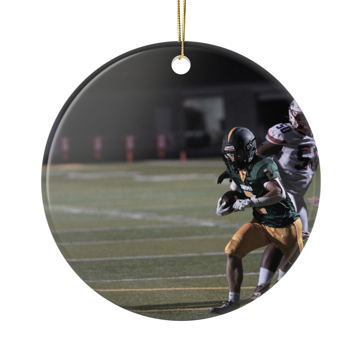 Personalized Football Photo Ornament – Two-Sided Ceramic Keepsake