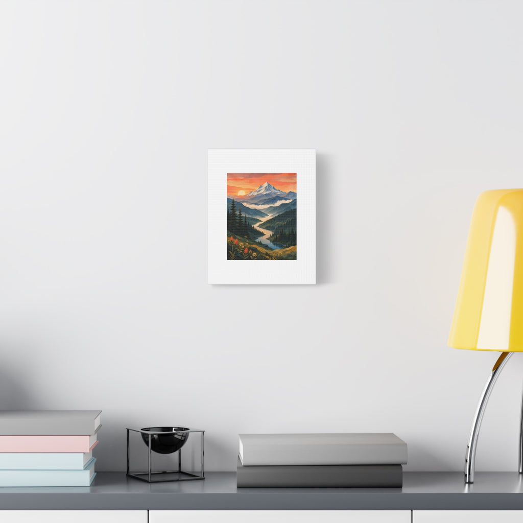 Layered Mountain Sunrise Canvas Wall Art, Pacific Northwest Nature Decor