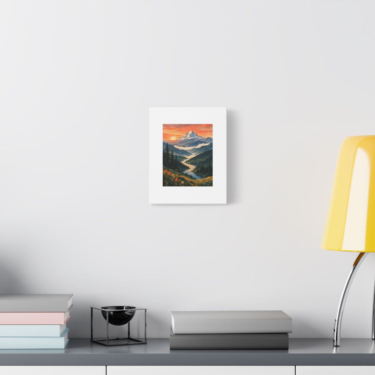 Layered Mountain Sunrise Canvas Wall Art, Pacific Northwest Nature Decor