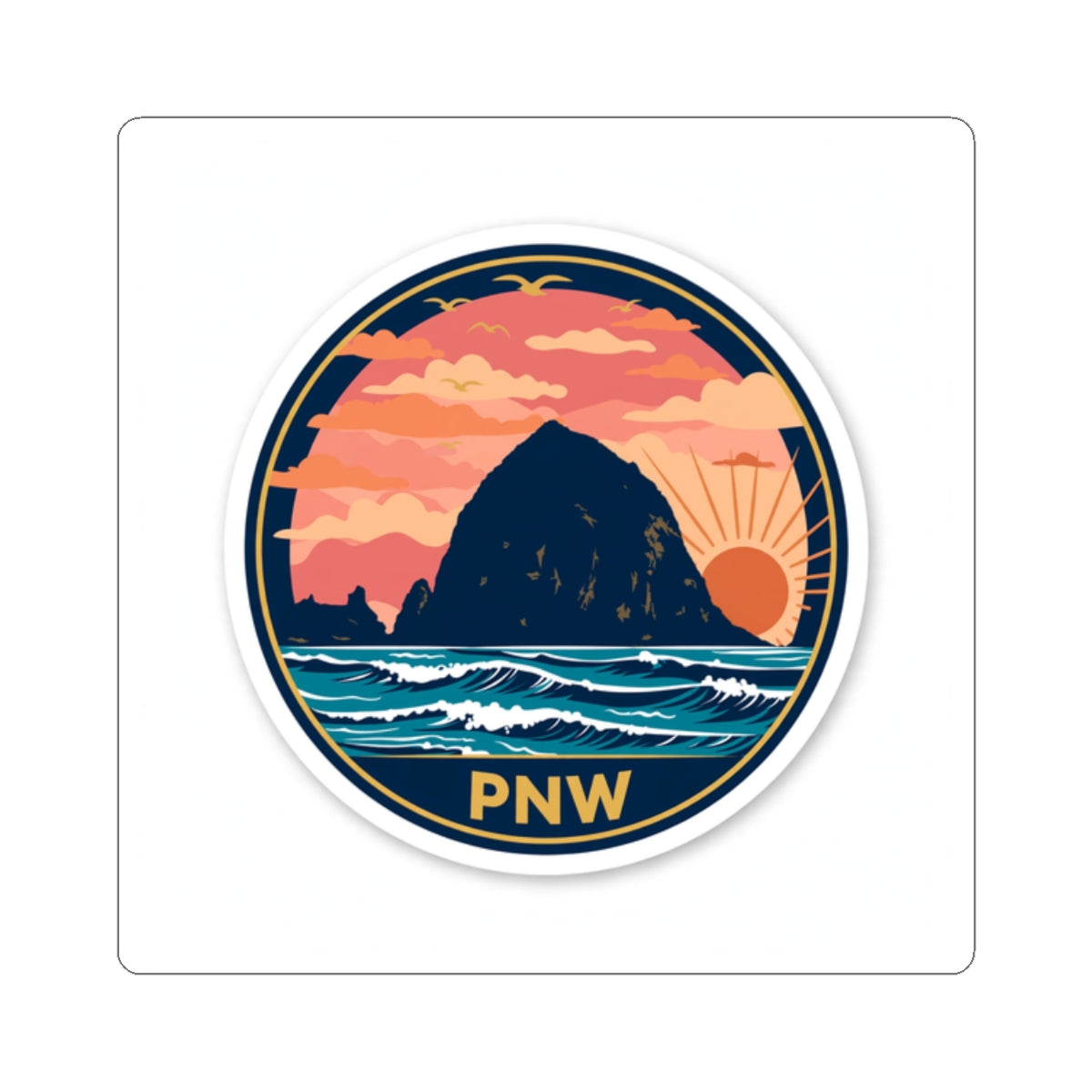 Haystack Rock Sunset Vinyl Sticker
