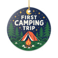 First Camping Trip Ceramic Ornament | Two-Sided Camper Keepsake