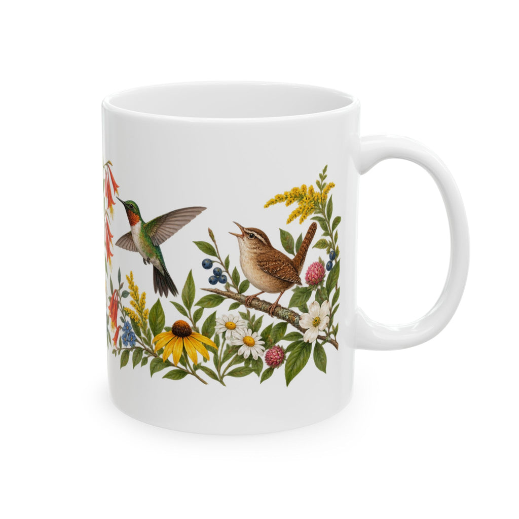 Garden Birds & Wildflowers Ceramic Mug | Nature Lover Gift