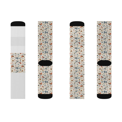 Backyard Bird Steps Sublimation Socks | Birder Nature Gift
