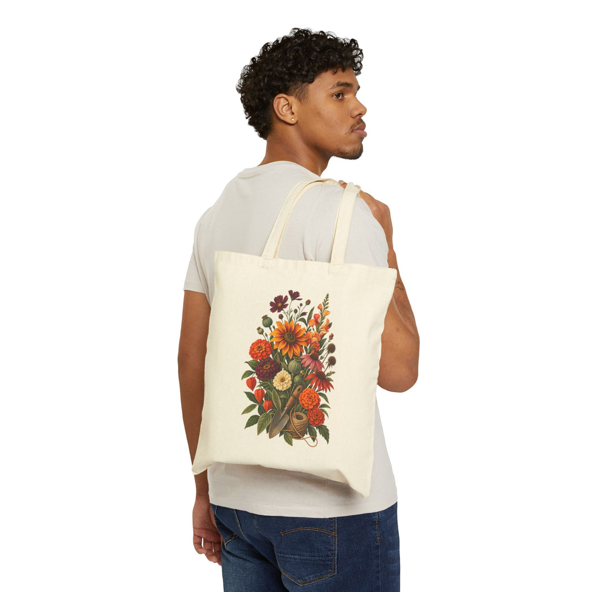 Heirloom Garden Botanical Canvas Tote Bag, Flower Gardener Gift
