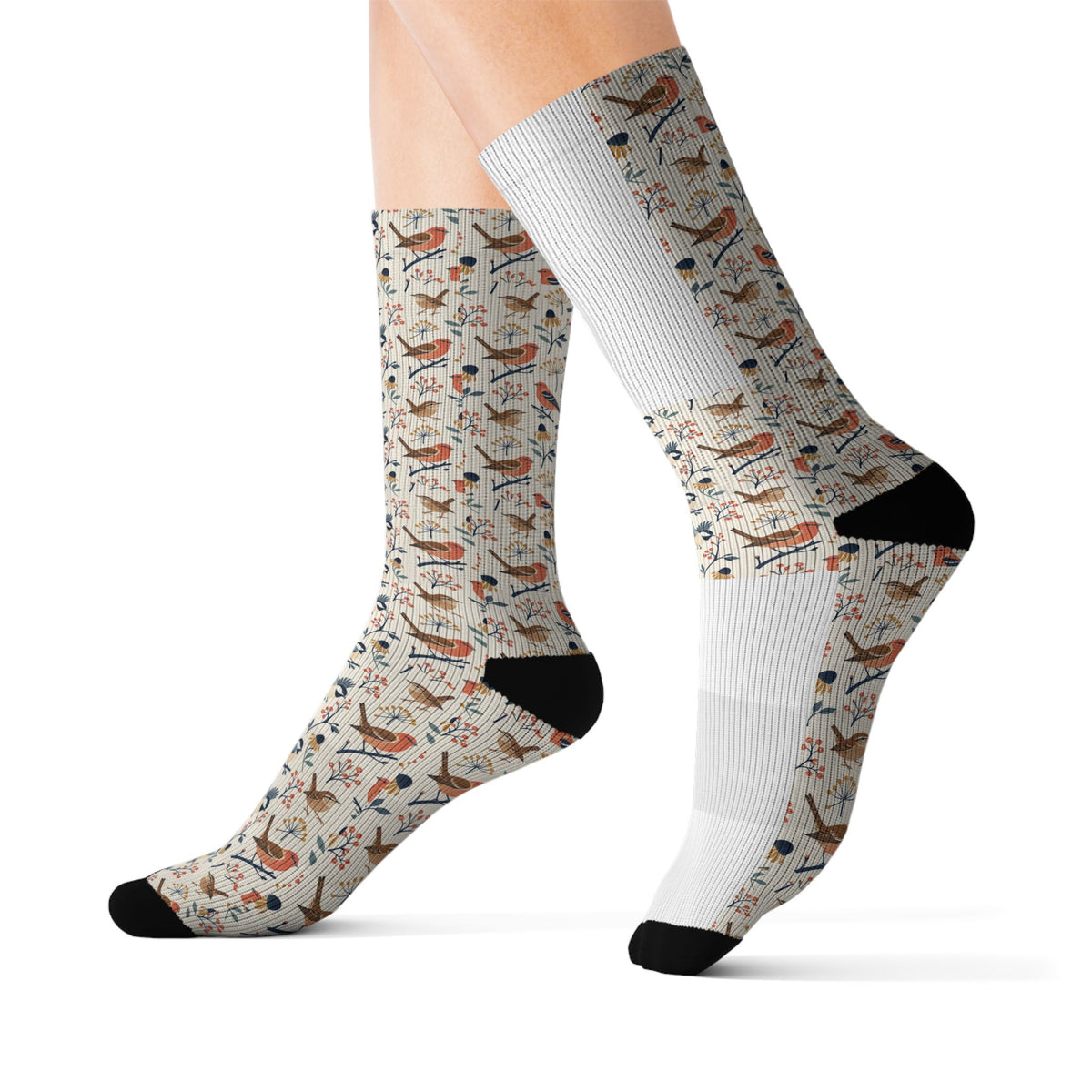 Backyard Bird Steps Sublimation Socks | Birder Nature Gift