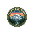 Pacific Northwest National Park Vinyl Sticker – Mountain Sunset Badge Decal