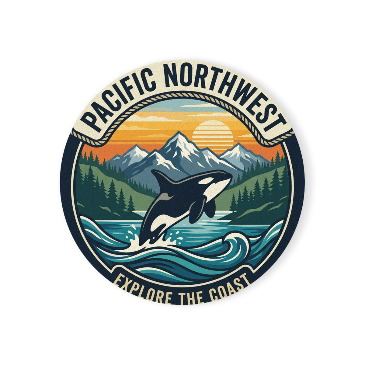 Pacific Northwest Orca Whale Coaster – Explore the Coast Cork-Back Drink Coaster