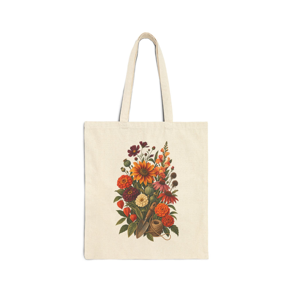 Heirloom Garden Botanical Canvas Tote Bag, Flower Gardener Gift