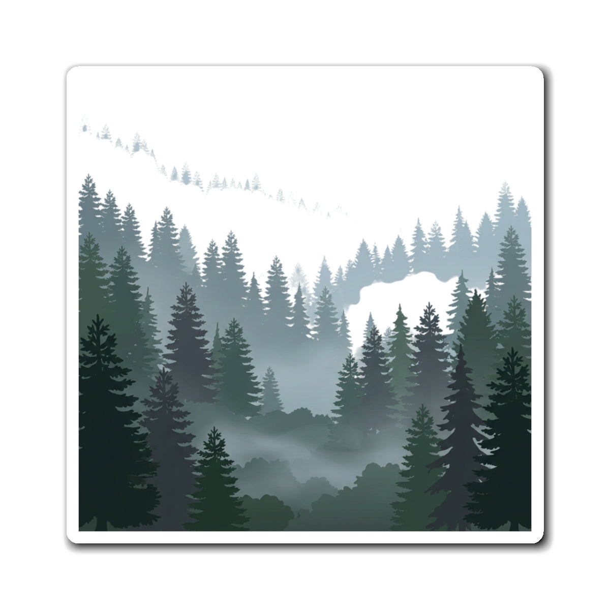 Misty Evergreen Forest Fridge Magnet – Pacific Northwest Nature Decor