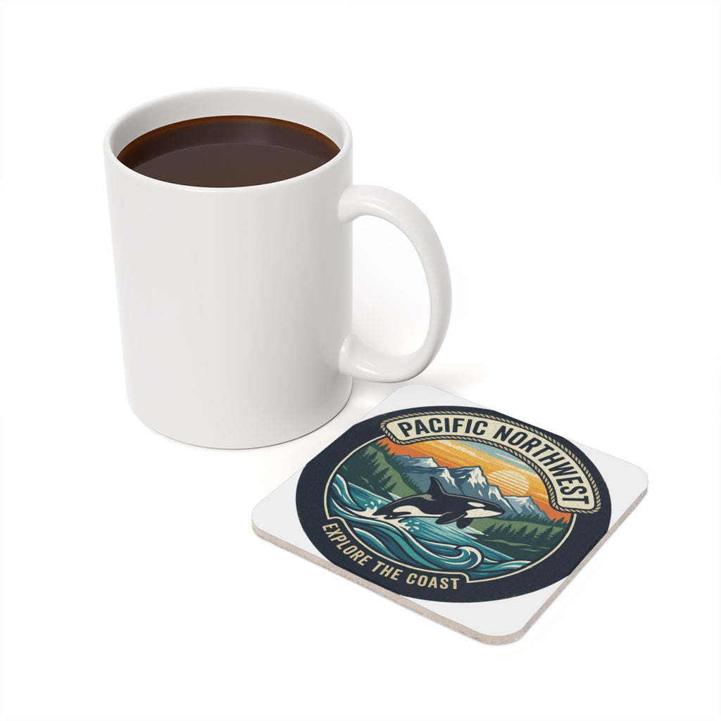 Pacific Northwest Orca Whale Coaster – Explore the Coast Cork-Back Drink Coaster