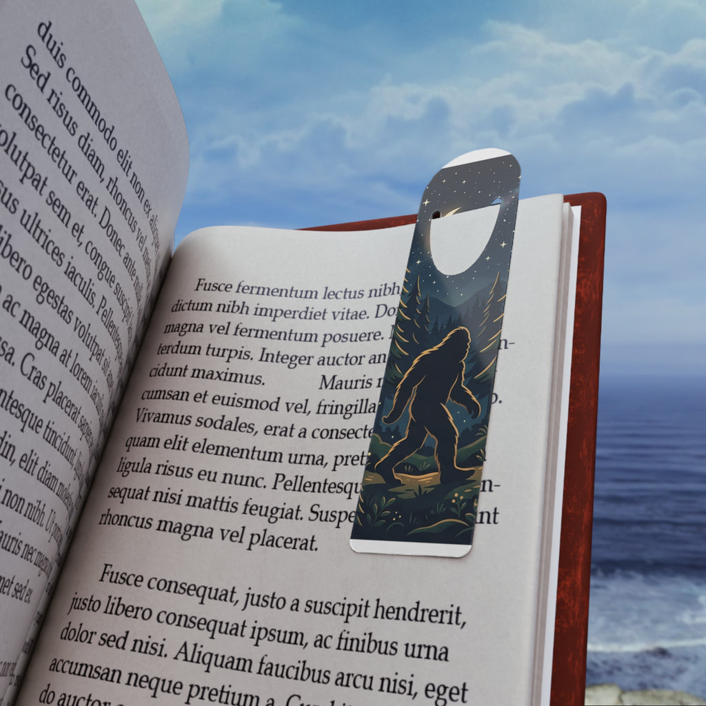 Bigfoot Sasquatch Bookmark – Moonlit Forest Aluminum Book Lover Gift