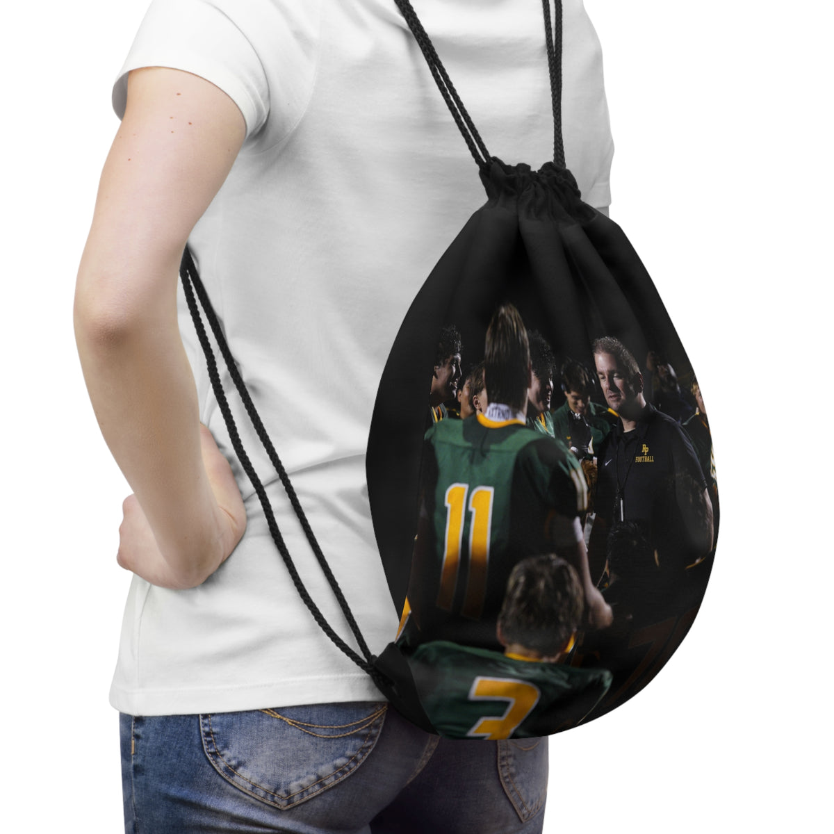 Personalized Football Photo Drawstring Bag
