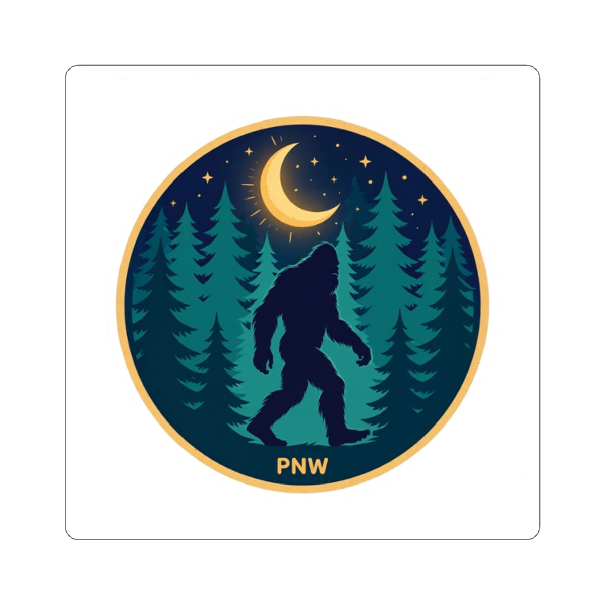 Bigfoot Moonlit Forest Vinyl Sticker