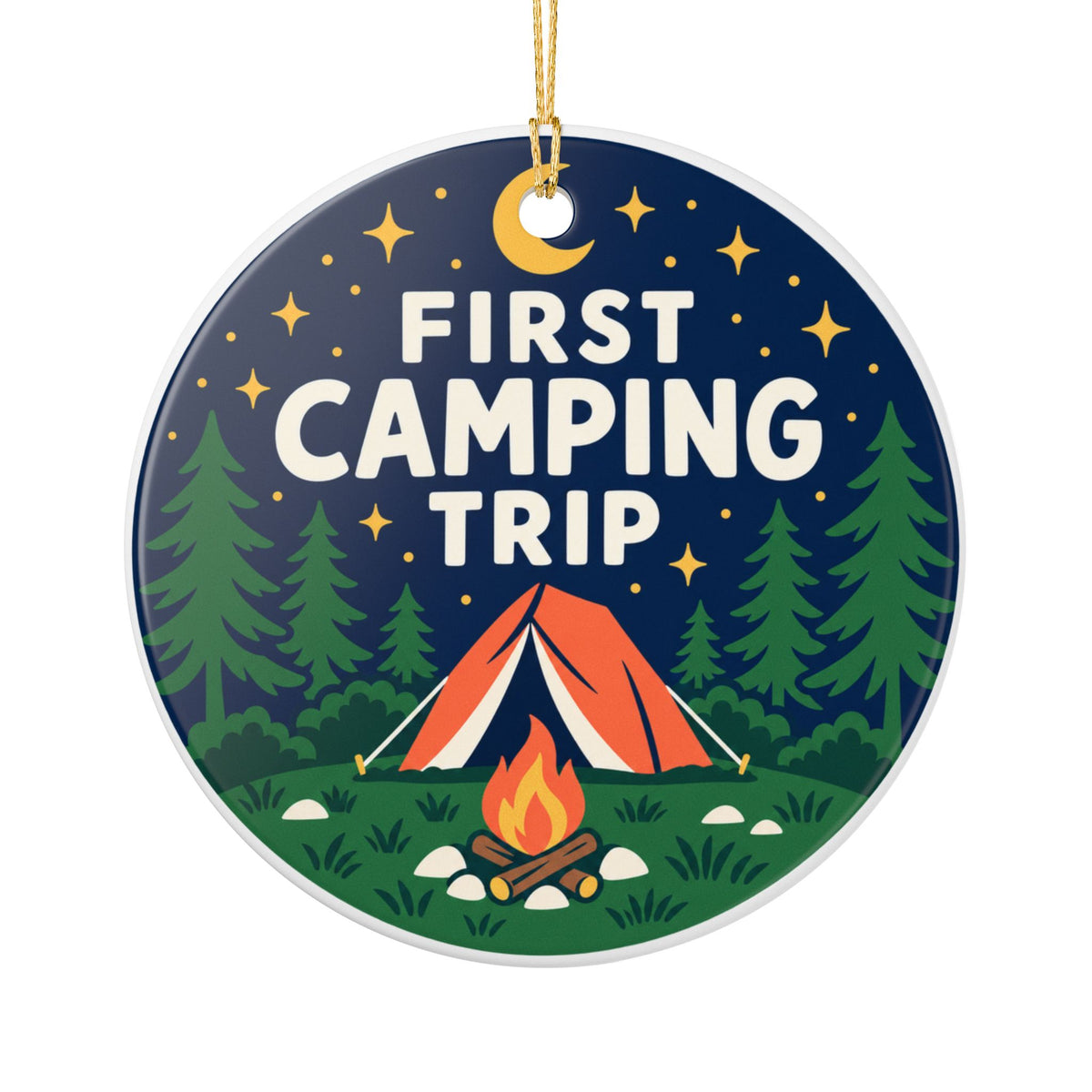 First Camping Trip Ceramic Ornament | Two-Sided Camper Keepsake