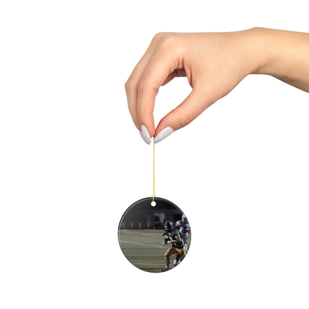 Personalized Football Photo Ornament – Two-Sided Ceramic Keepsake