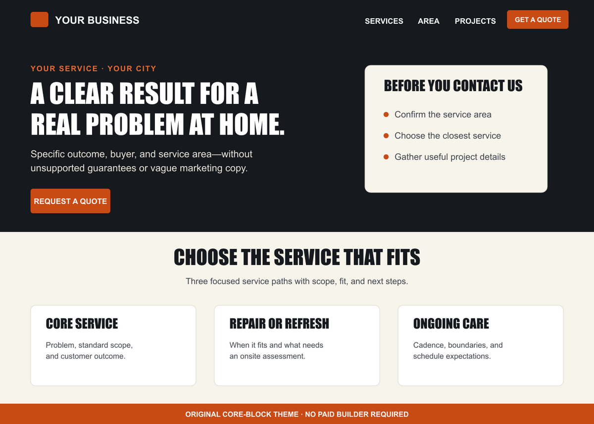 Home Services Quote-Ready WordPress Site Kit